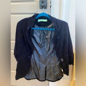 Coldwater Creek Blue Blazer with Tailored Lapel and Short Sleeves